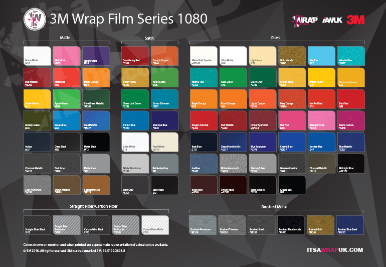3m 1080 Series Colour Range Chart Its A Wrap Uk Colour Change Wraps 